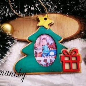 Коледна играчка със снимка Елха
