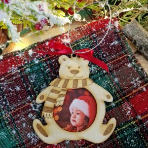 Коледна играчка със снимка Мече